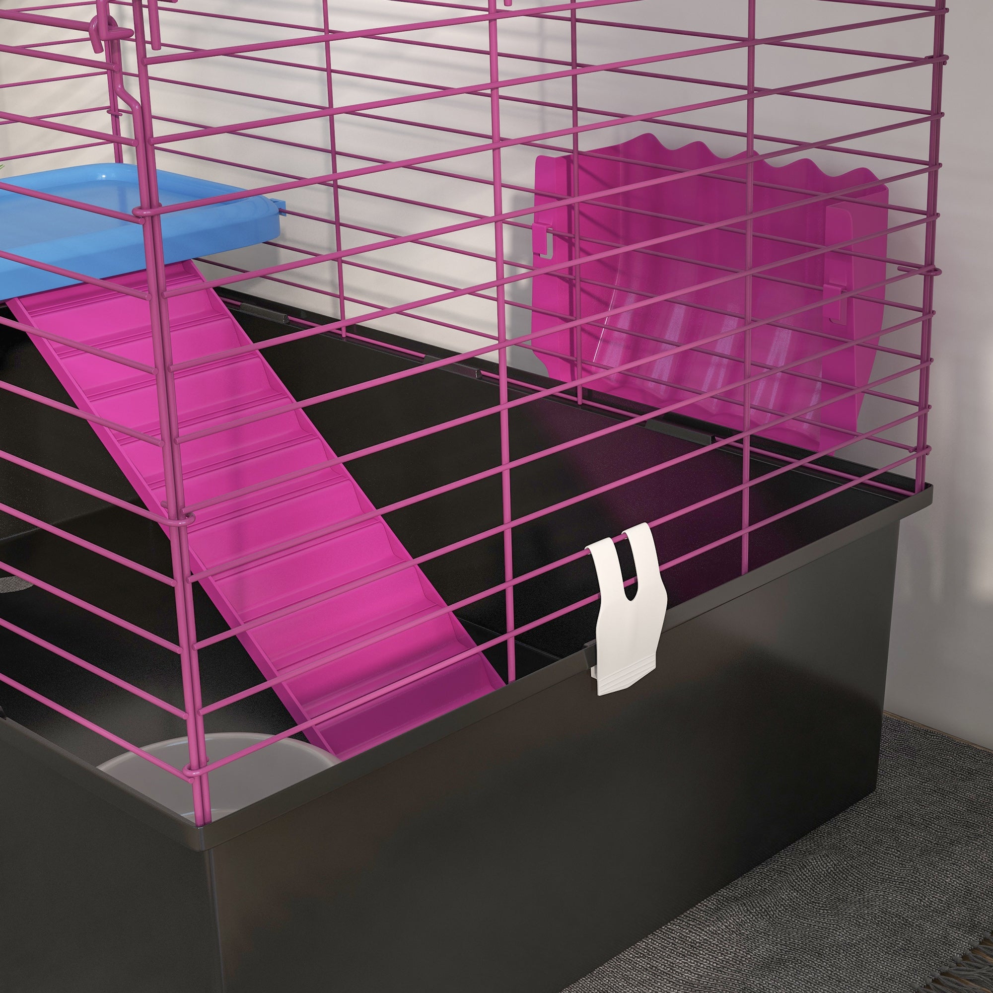 Chinchillas Small Rabbit Guinea Pig Small Animal Cage Pet Playhouse with Platform Ramp, 71 x 46 x 47 cm