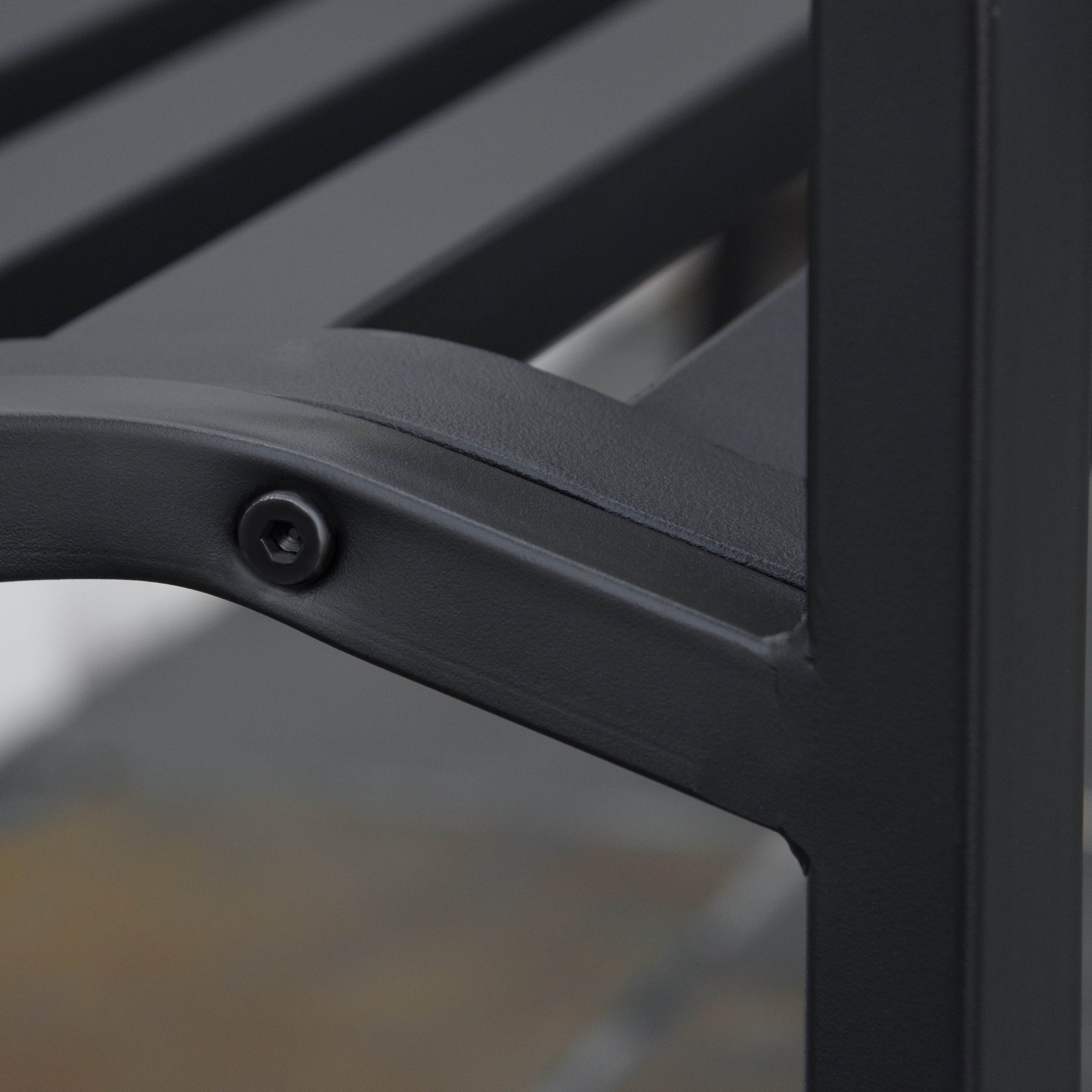 2 Seater Cast Iron Garden Bench with Armrest - Matte Black