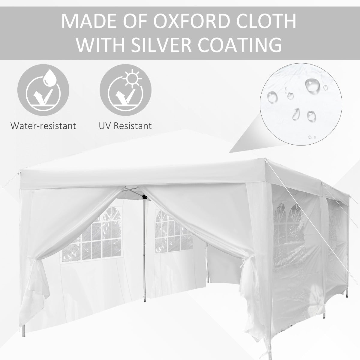 Pop Up Gazebo Marquee, size(6m x 3m)-White