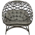 2 Seater Outdoor Egg Chair Set with Cushions and Cup Holders - Sand Brown