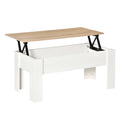 Lift Top Coffee Table with Hidden Storage Compartment and Adjustable Height - White Oak