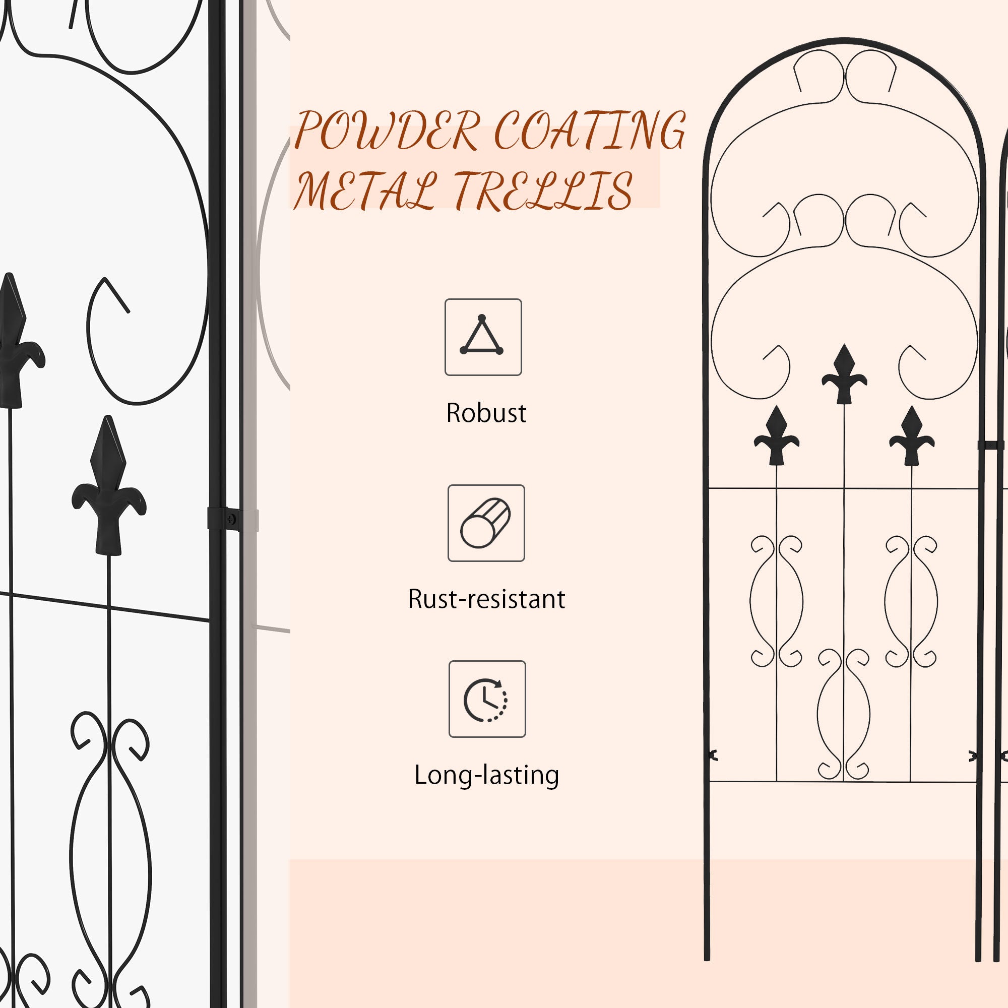 Metal Trellis Set of 2, Garden Trellis for Climbing Plants Support Frames, Scrolls Design