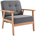 Minimalistic Wooden Frame Accent Chair with Padded Seat - Dark Grey
