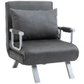2-in-1 Single Sofa Bed Sleeper Foldable Armchair with Pillow - Dark Grey