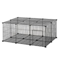 Pet Playpen DIY Small Animal Cage with Door 22 Pieces for Bunny Chinchilla Hedgehog Guinea Pig - Black