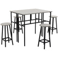 6-Piece Counter Height Bar Table Set with 2 Tables & 4 Stools - Grey