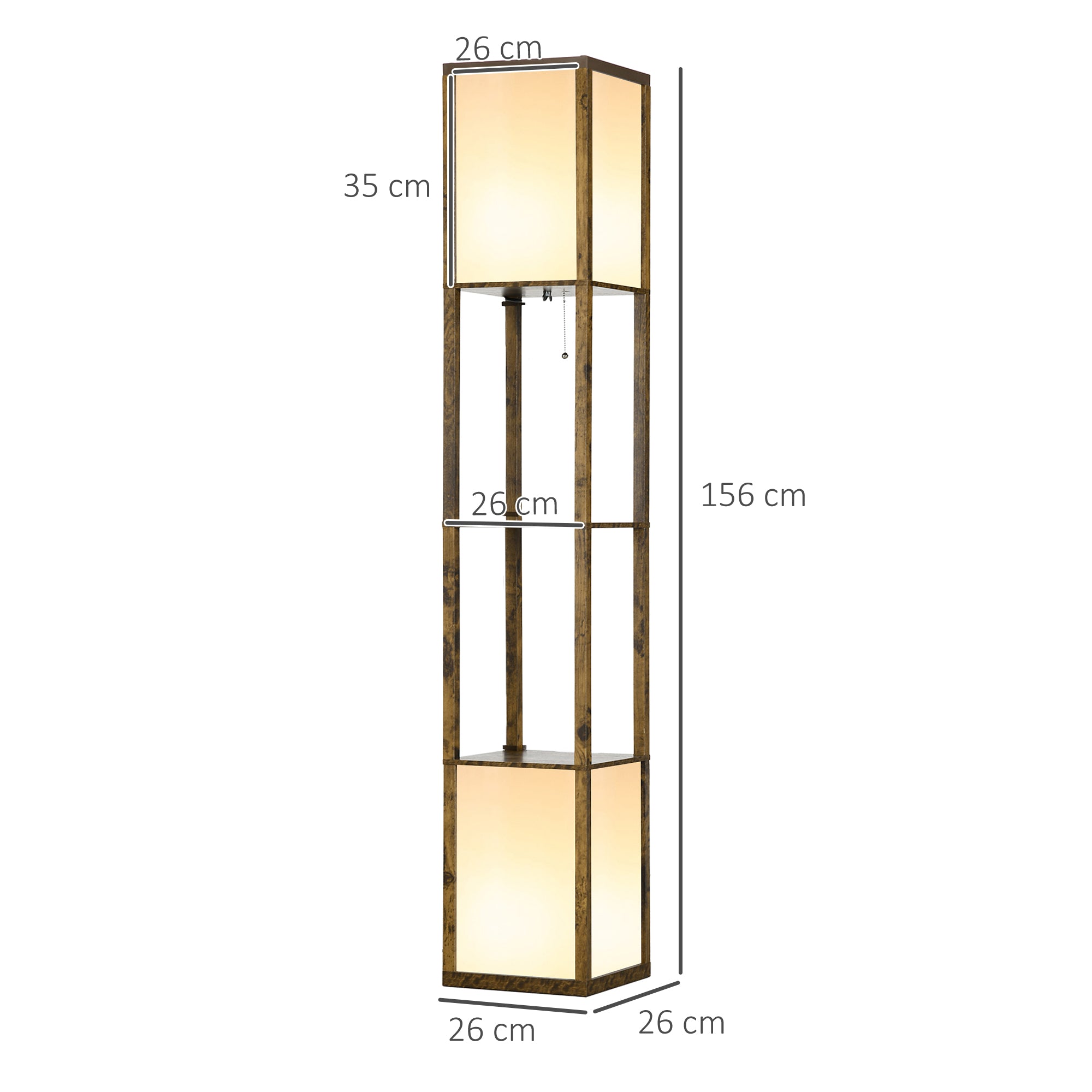 Modern Floor Lamp with Dual Ambient Lights and Shelves 156cm - Brown