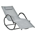 Zero Gravity Rocking Lounge Chair with Removable Pillow Rattan Effect Patio Recliner - Grey