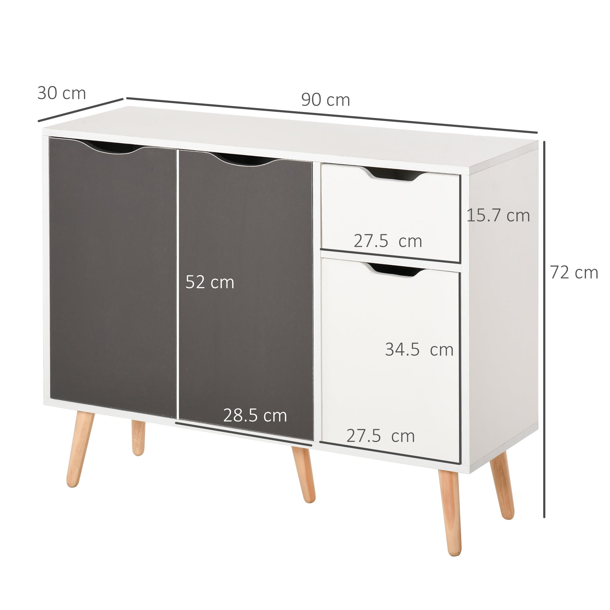 Sideboard Floor Standing Storage Cabinet with Drawer for Bedroom, Living Room, Home Office, Grey