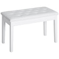 PU Leather Upholstered Piano Stool with Storage 76x36x50cm - White