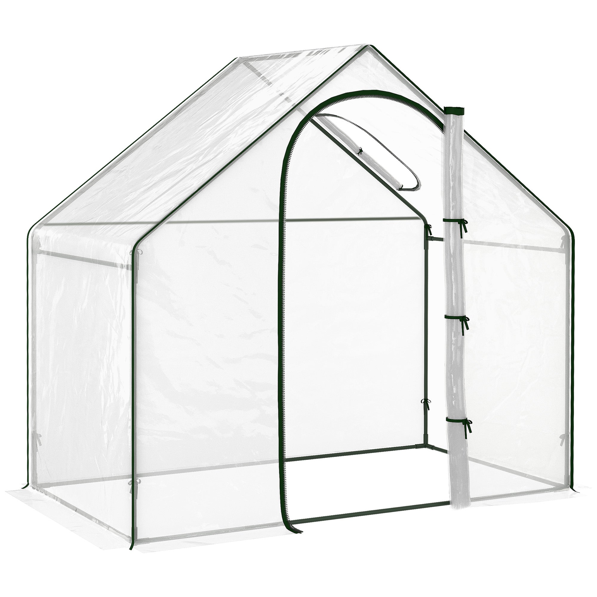 Walk In PVC Greenhouse Garden Outdoor Flower Planter Steel Frame w/ Zipped Door & Window 180 x 100 x 168CM White