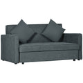 Convertible 2 Seater Sofa Bed with Hidden Storage and Cushions - Dark Grey