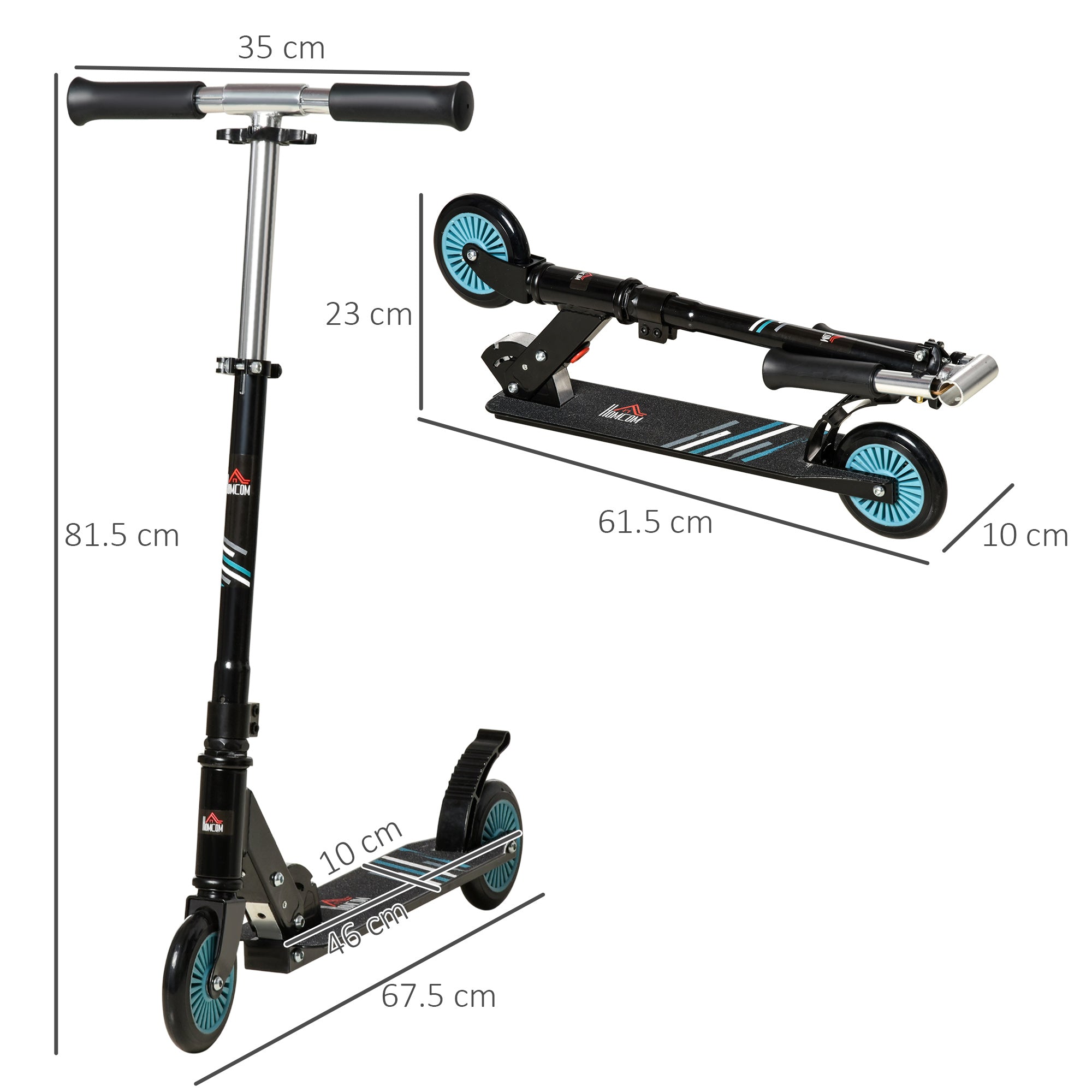 Scooter for Kids Toddler One-Click Foldable Kick Scooter with Adjustable Height Brake for Boys and Girls 3-8 Years Aluminium Black