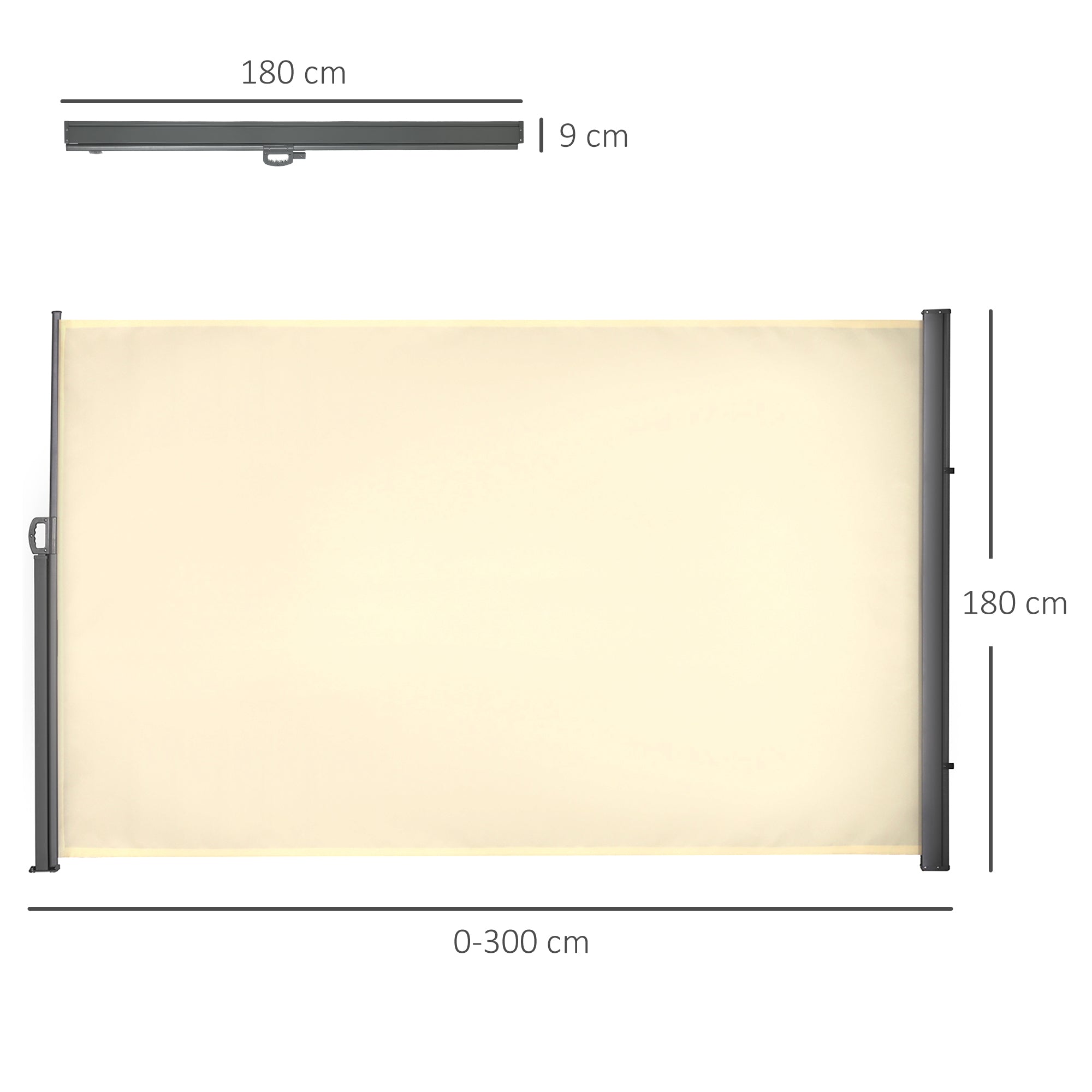 Retractable Sun Awning Privacy Screen for Outdoor Use Cream White