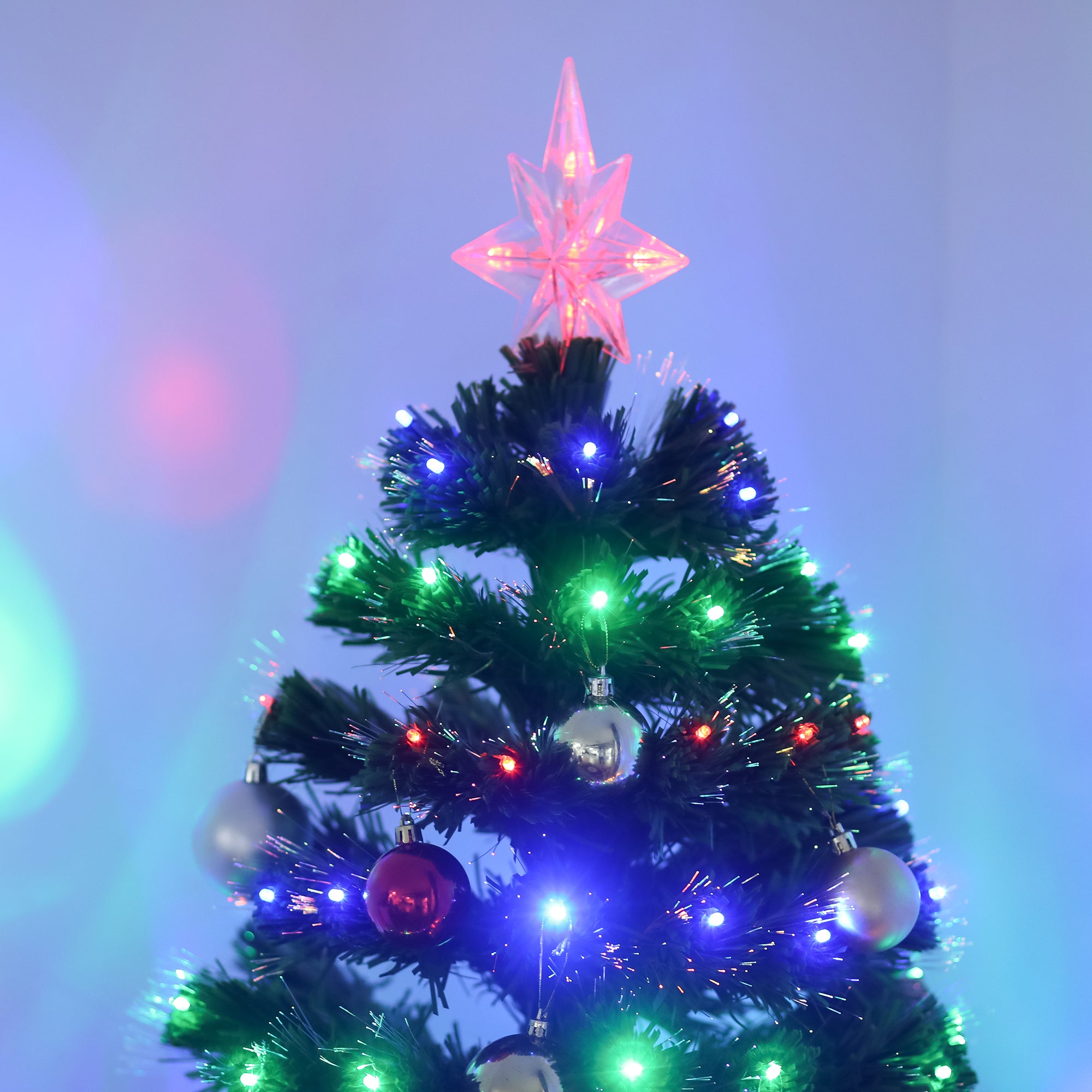 5ft 150cm Green Fibre Optic Artificial Christmas Tree-Multi