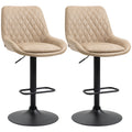 Adjustable Retro Bar Stools Set of 2 with Padded Seats and Swivel - Light Khaki
