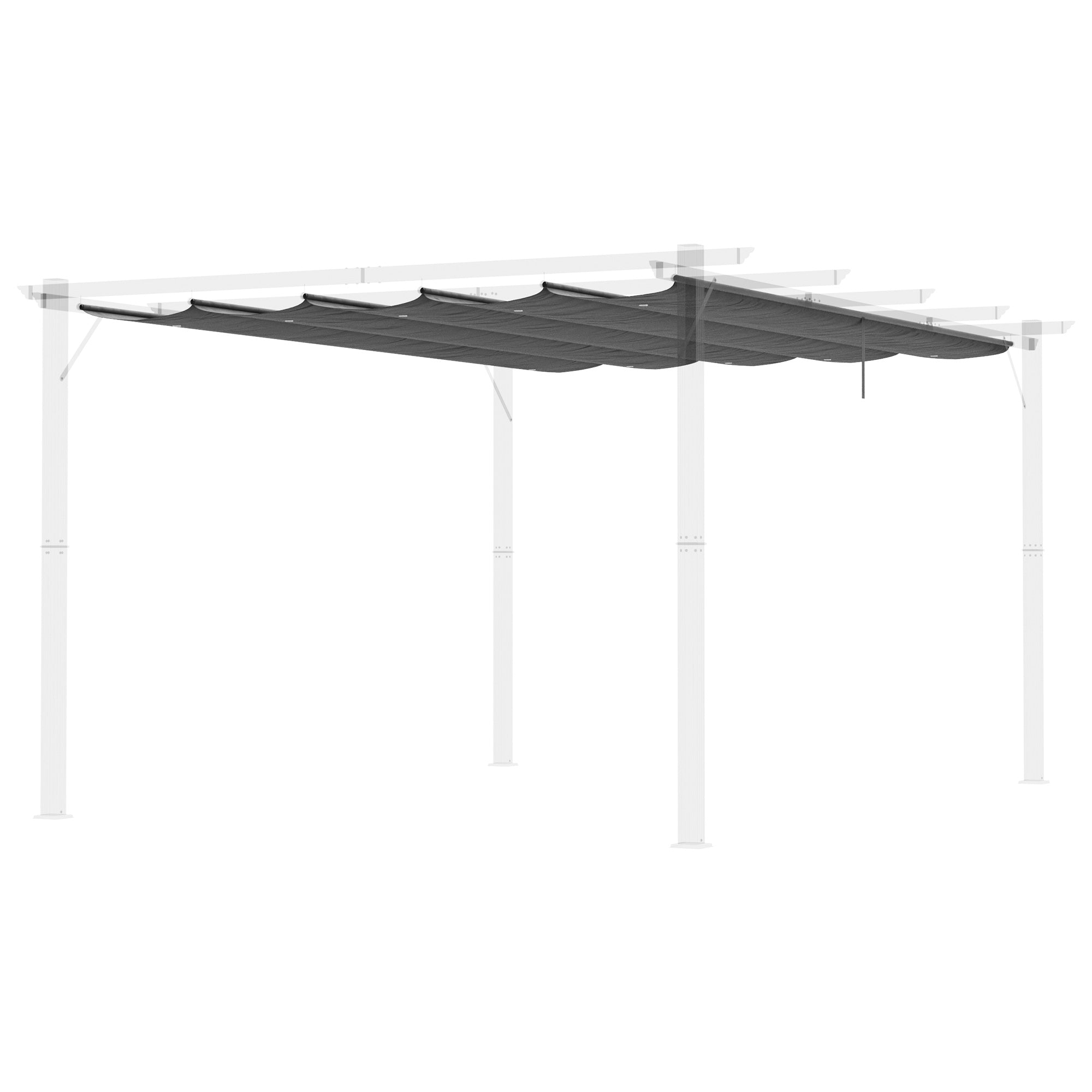 Retractable Pergola Shade Cover, Replacement Canopy for 4 x 3 (m) Pergola, Retractable Roof, Dark Grey