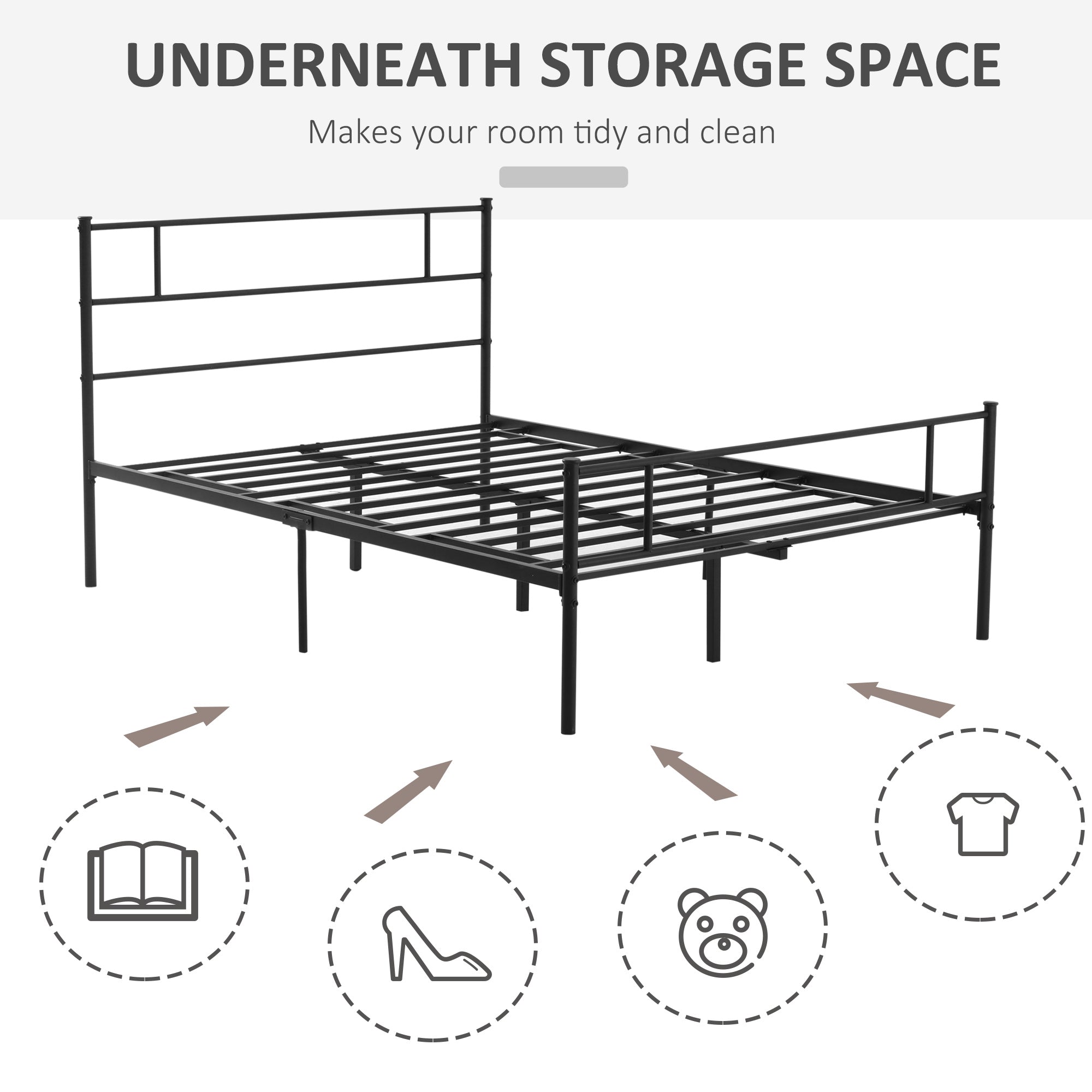 Direct Home Furniture Basics Double Metal Bed Frame Black