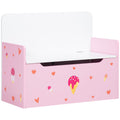 2-in-1 Wooden Toy Box and Storage Bench with Safety Rod - Pink