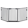3-Panel Metal Pet Gate Playpen with Automatic Close Door for Dogs - Black