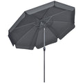 2.7m Patio Parasol Garden Umbrella with Tilt Crank & Ruffles, 8 Ribs - Black