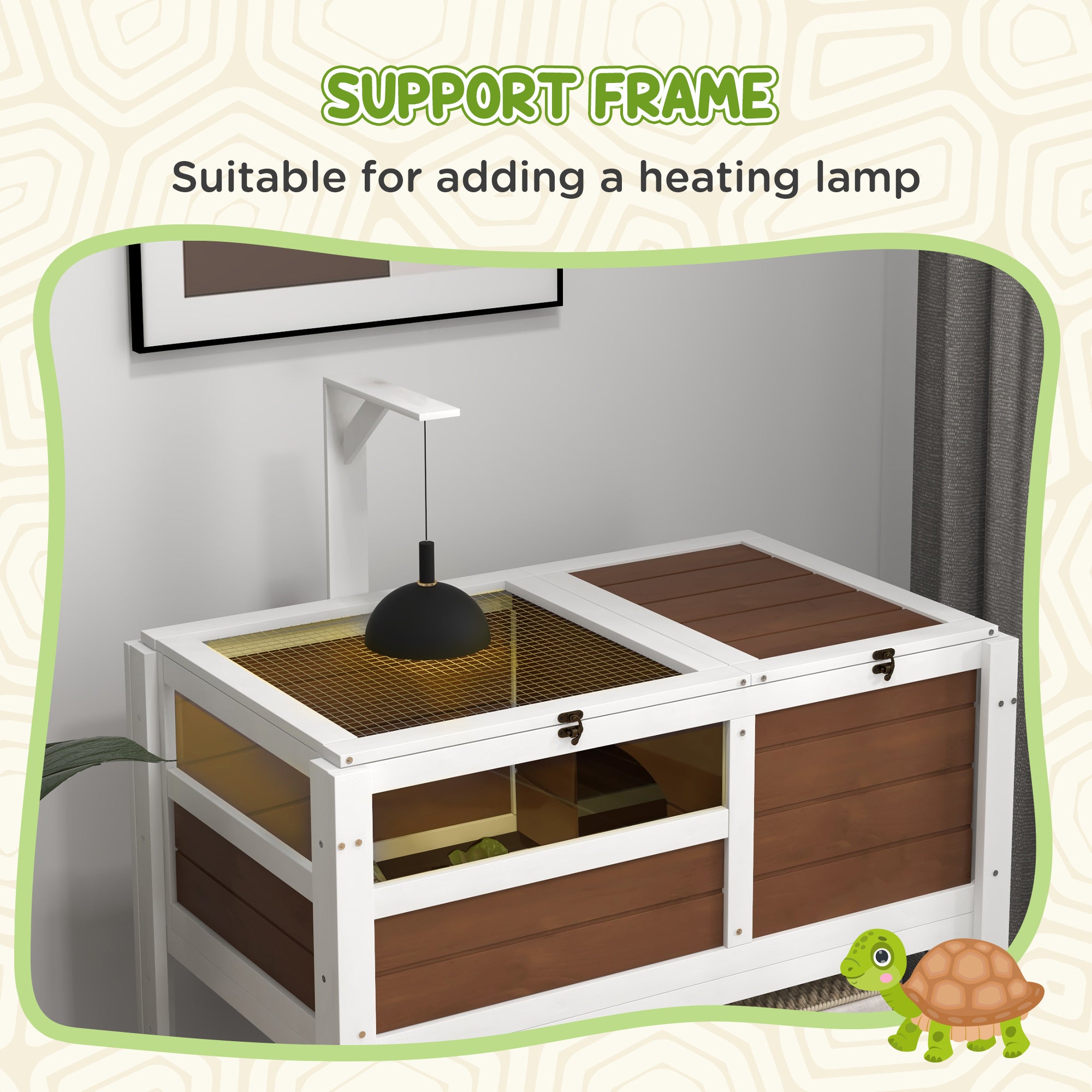 Wooden Tortoise House, with Shelter, Run, Shelf, Lamp Holder, Tray