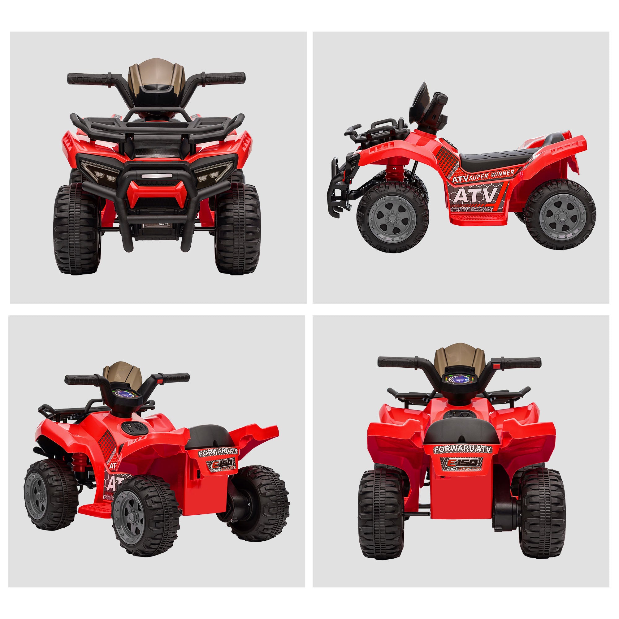 Kids Ride-on Four Wheeler ATV Car with Real Working Headlights, 6V Battery Powered Motorcycle for 18-36 Months, Red