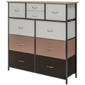 10 Drawer Bedroom Chest of Drawers with Foldable Fabric Drawers and Steel Frame - Multicolour