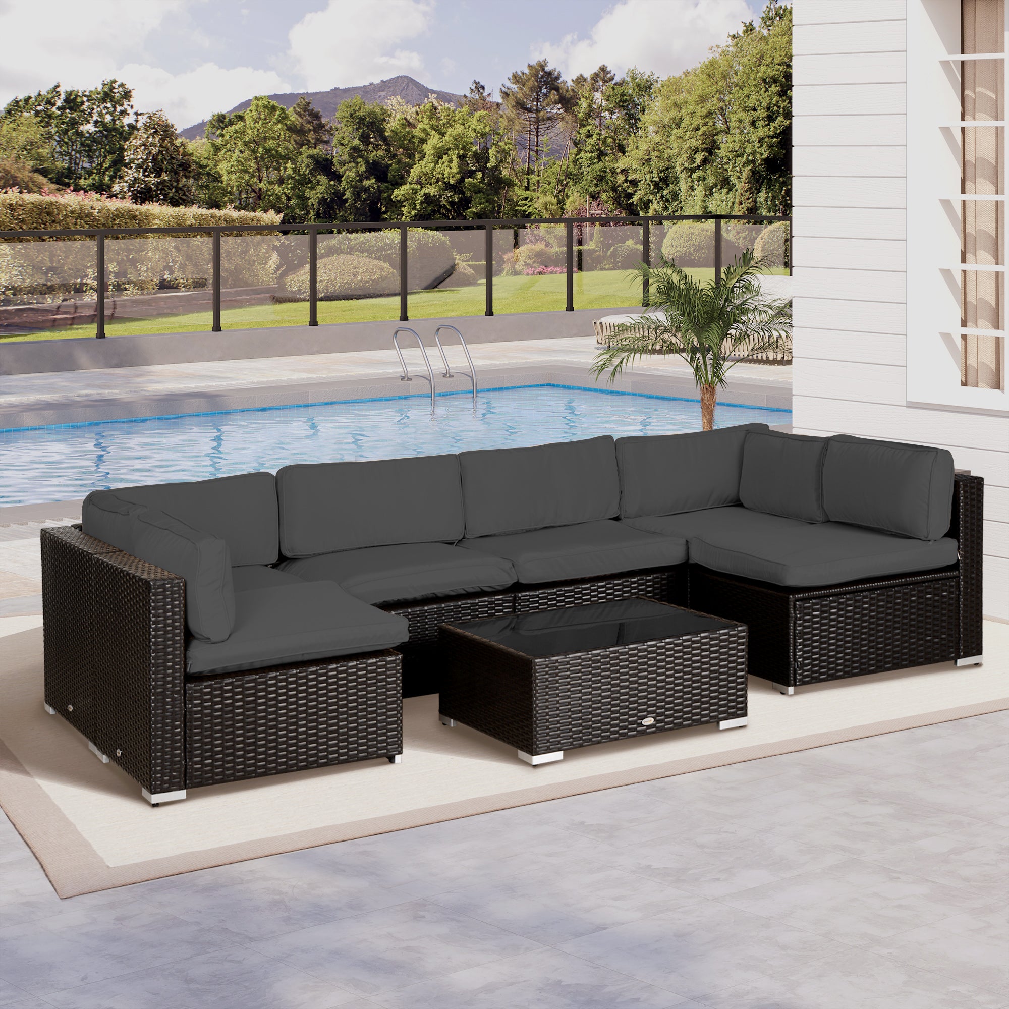 Garden Rattan Sofa Cushion Polyester Cover Replacement Outdoor- No Cushion Included Dark Grey