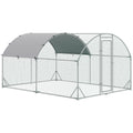 Walk-In Galvanized Chicken Run Poultry House with Water-Resist Cover 2.8x3.8x2m - Silver