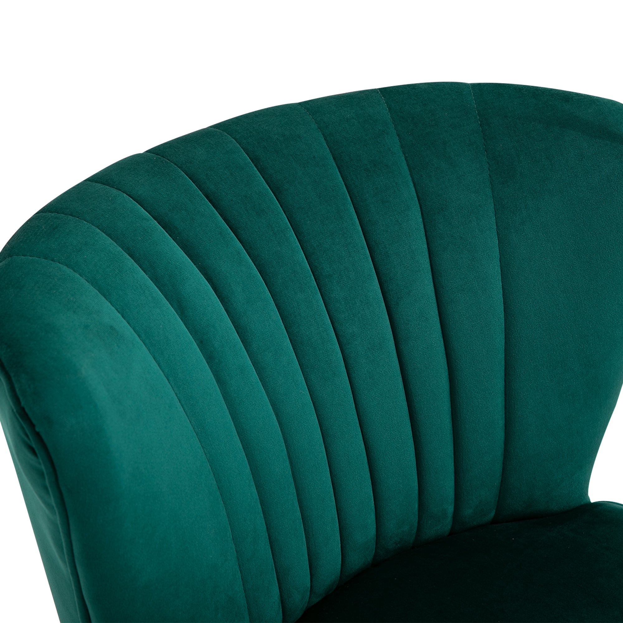 Velvet Tub Accent Chair with Curved Back and Wood Frame Legs Set of 2 - Green