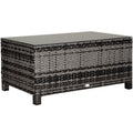 Rattan Coffee Table with Tempered Glass Top 85x50cm - Mixed Grey