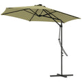 3 Metre Cantilever Garden Parasol with Solar LED and Waterproof Cover - Beige