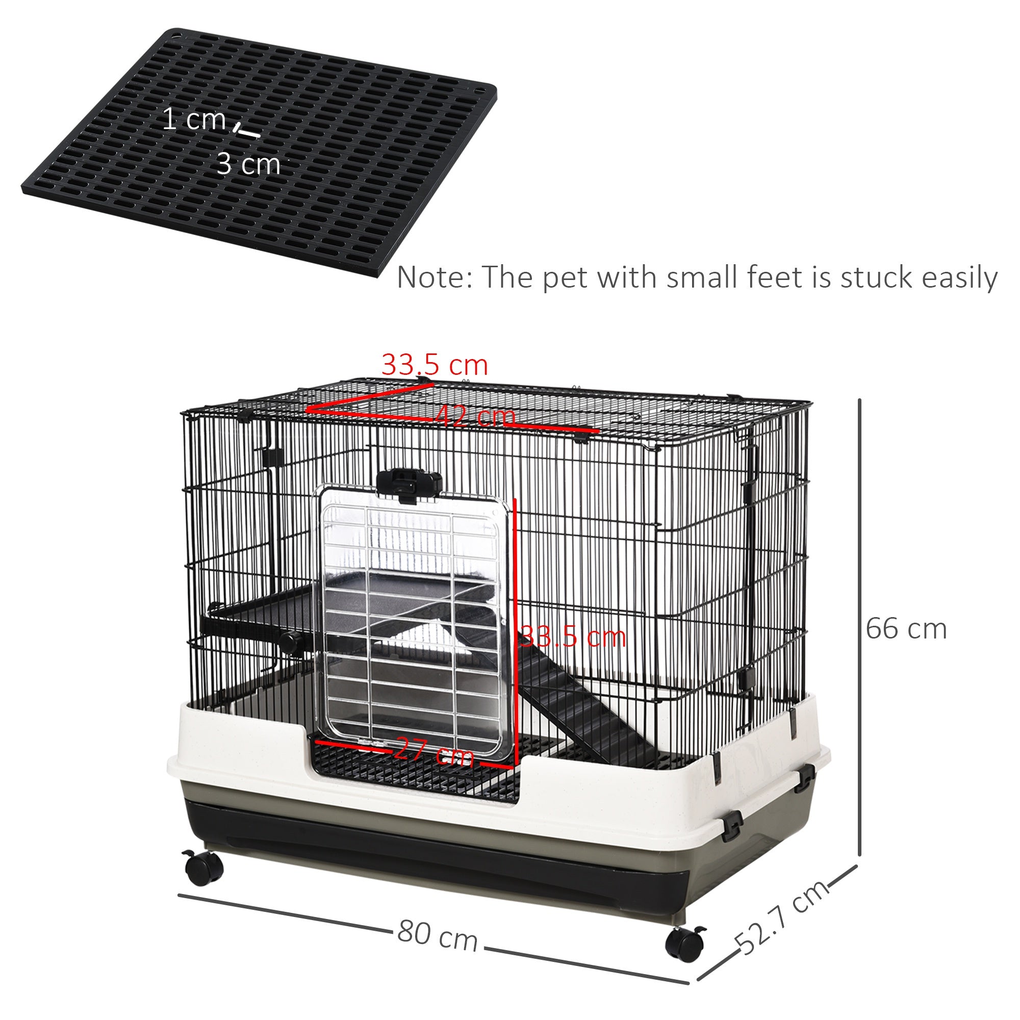 Small Animal Guinea Pigs Hutches Steel Wire Rabbit Cage Pet Play House W/ Waste Tray Black