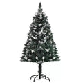 4ft Artificial Snow Dipped Pencil Christmas Tree with White Berries and Foldable Feet - Dark Green