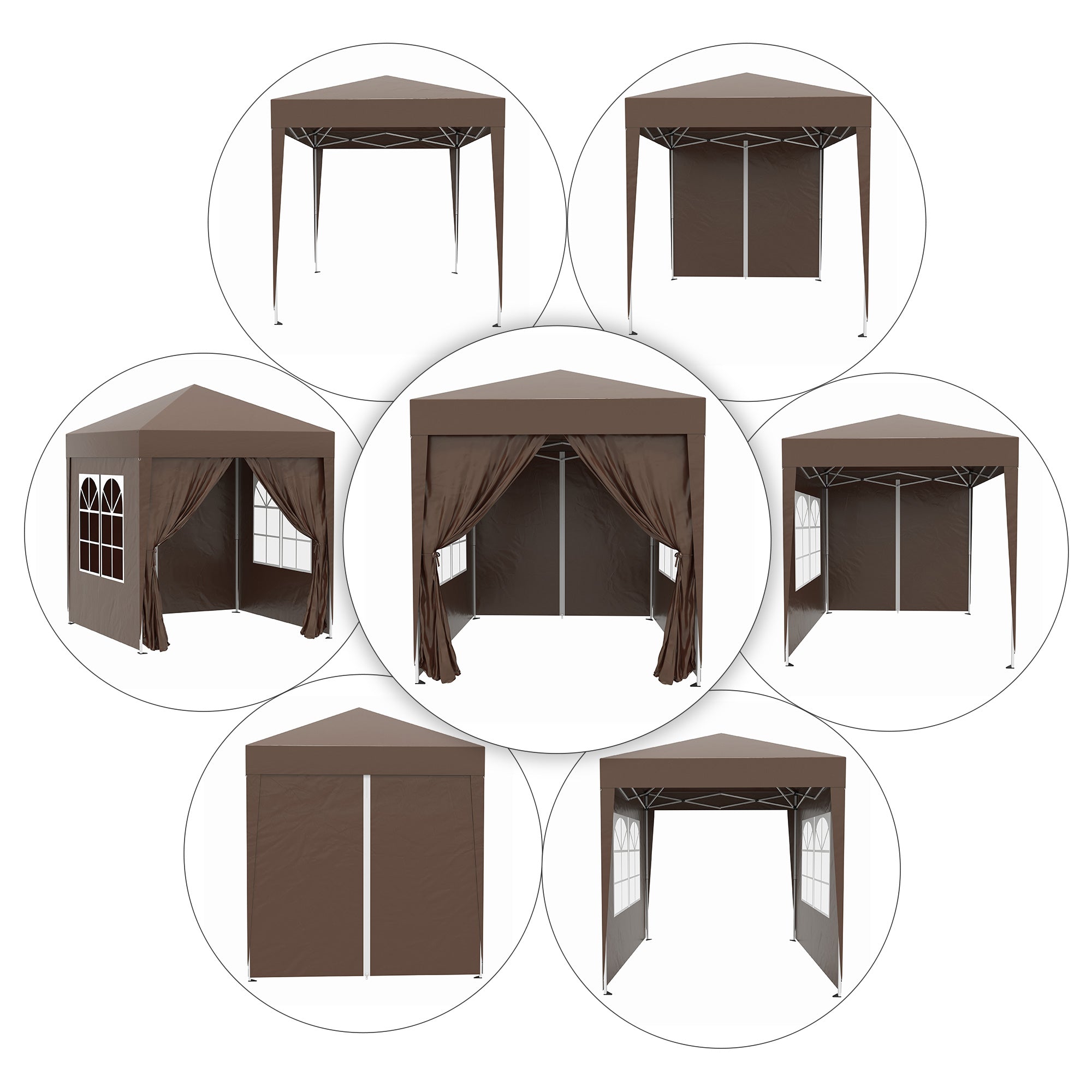 Pop Up Gazebo Canopy, size (2 x 2m)- Coffee