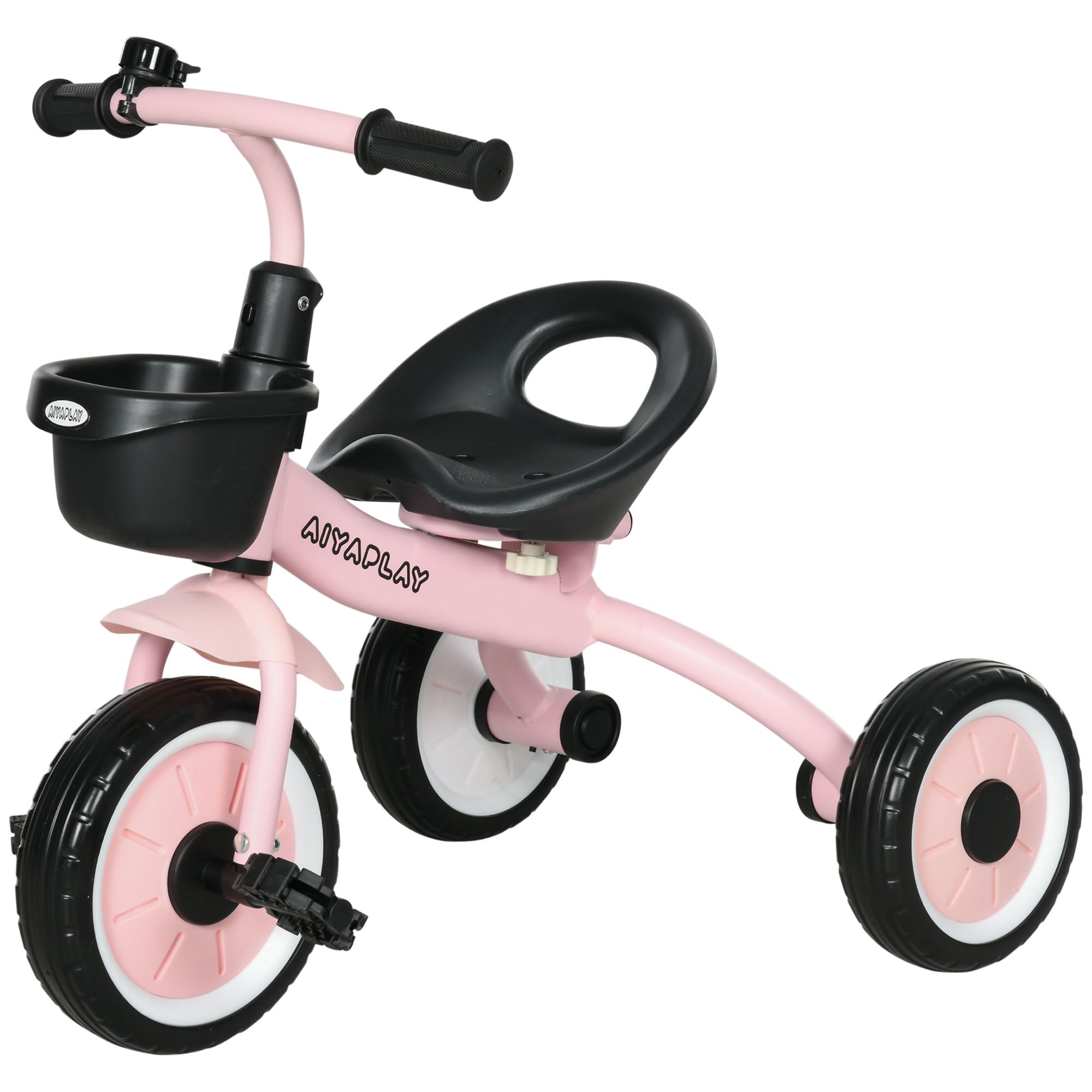 Kids Trike, Tricycle, with Adjustable Seat, Basket, Bell, for Ages 2-5 Years - Pink