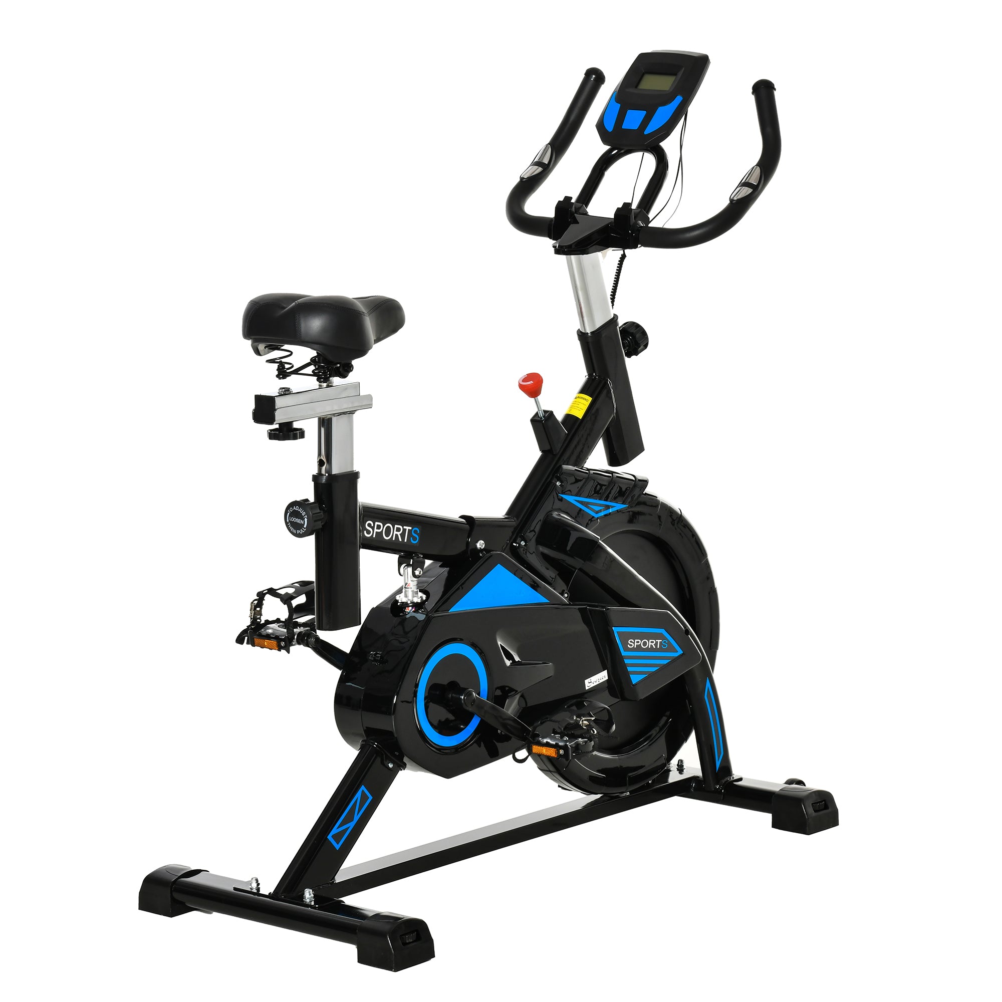 Stationary Exercise Bike w/ iPad Holder, LCD Monitor, Comfortable Seat, Indoor Cycling Training Bike, 13KG Flywheel, Home Office, Black