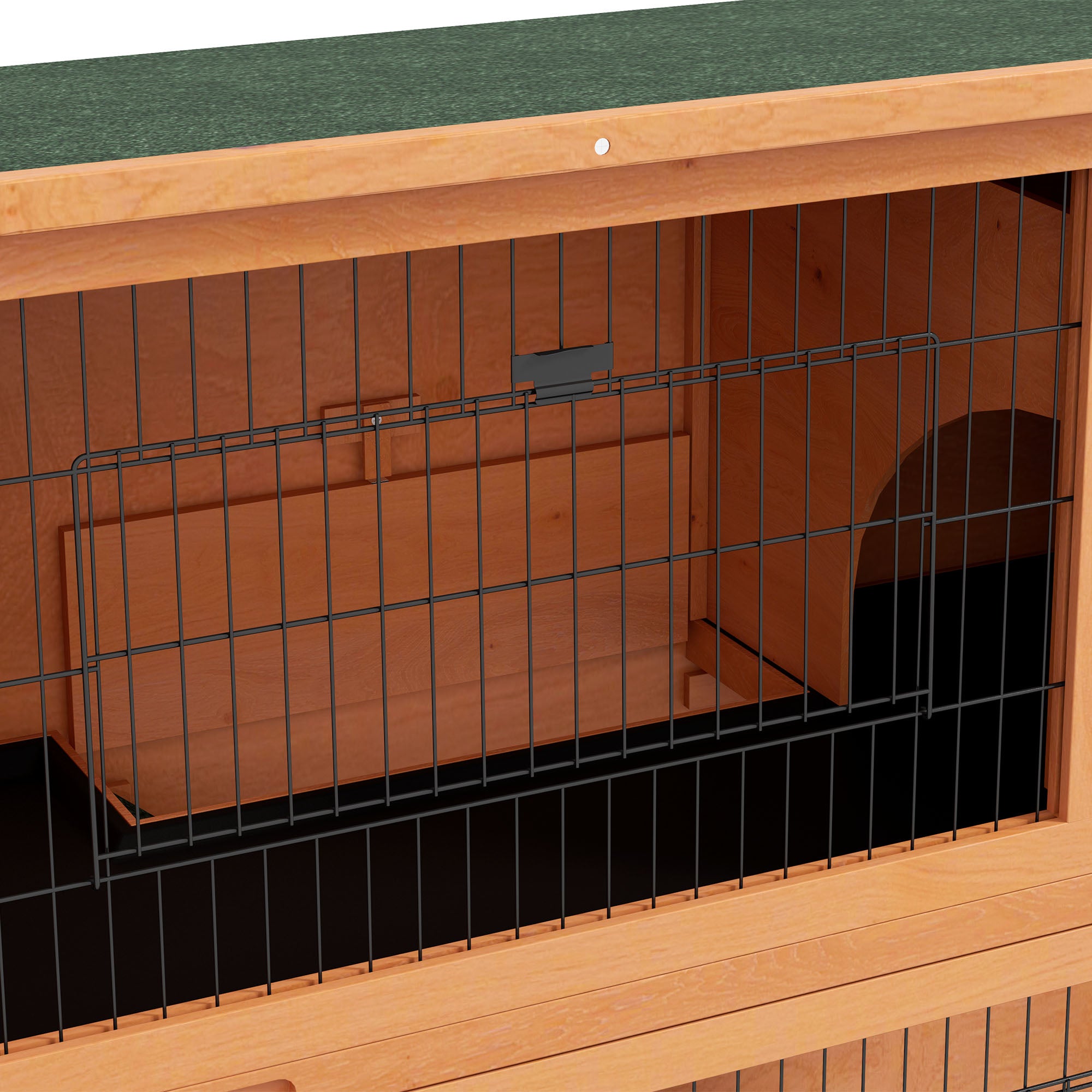 2 Tier Antiseptic Wood Rabbit Hutch with Run Outdoor 92cm Orange