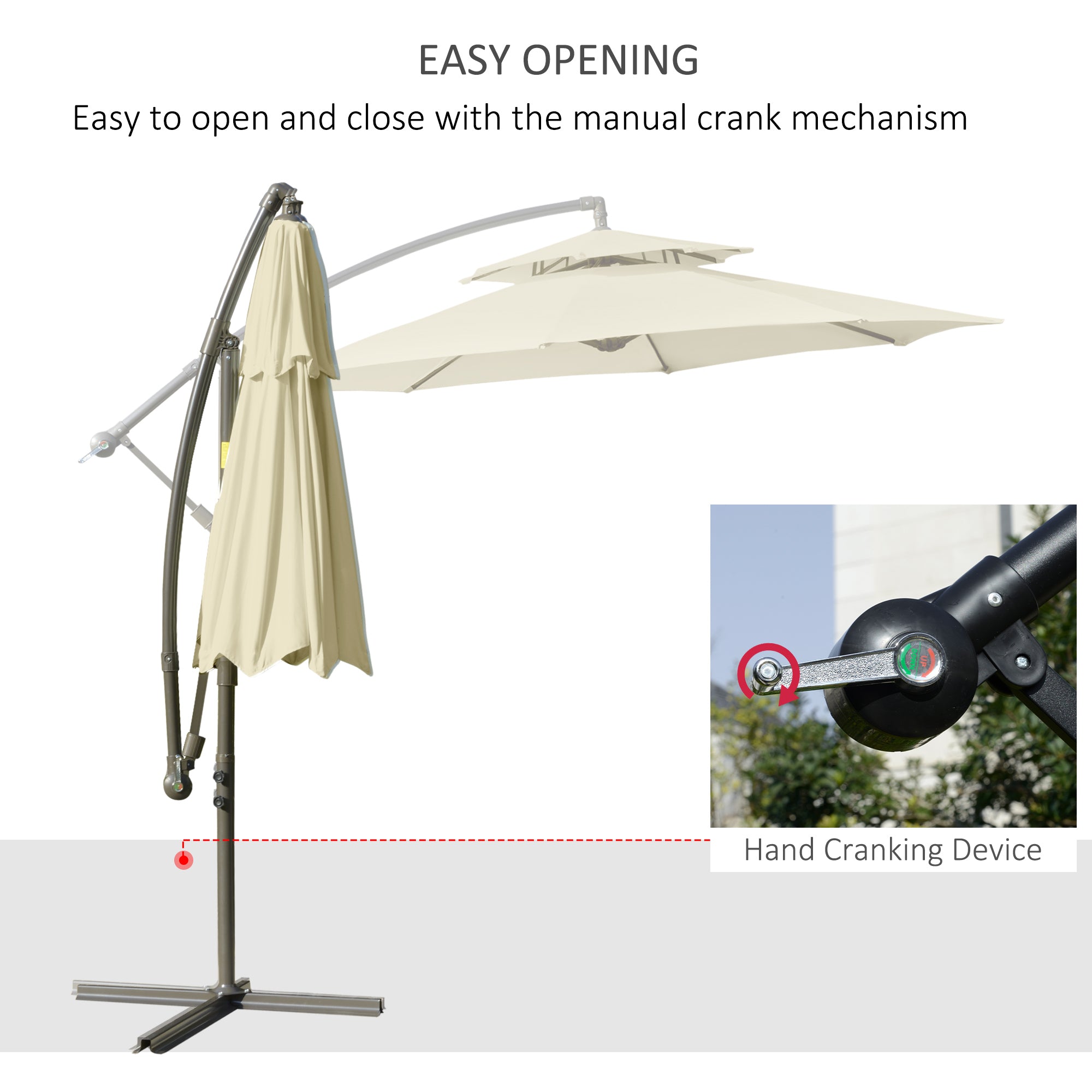 2.7m Cantilever Garden Parasol with Double Tier Canopy and Crank Handle Beige