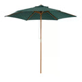 2.5m Wooden Garden Patio Parasol with Rope Pulley - Dark Green