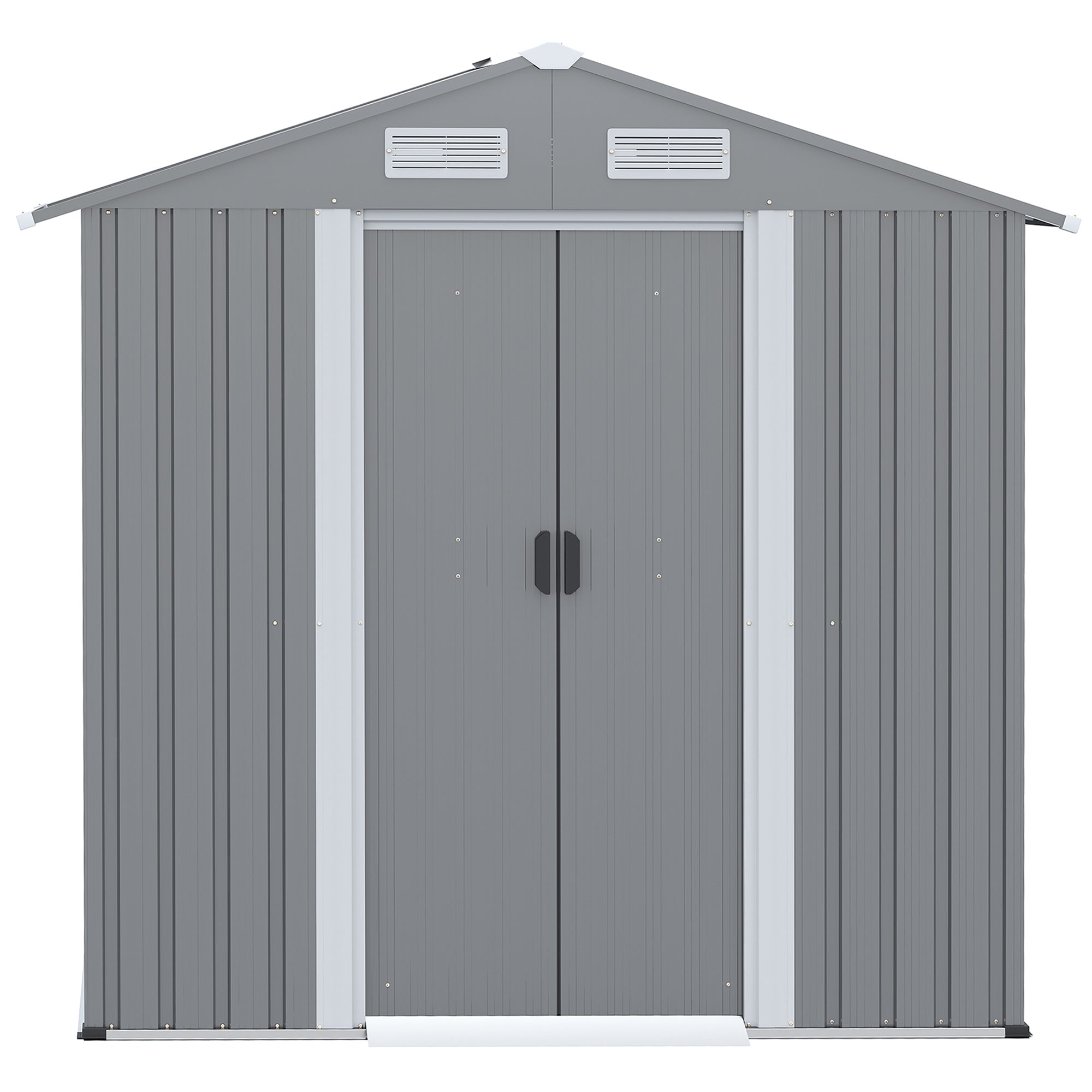 6.4 x 3.6ft Garden Metal Storage Shed w/ Double Sliding Door and Air Vents, Tool Storage for Backyard Patio Lawn, Grey