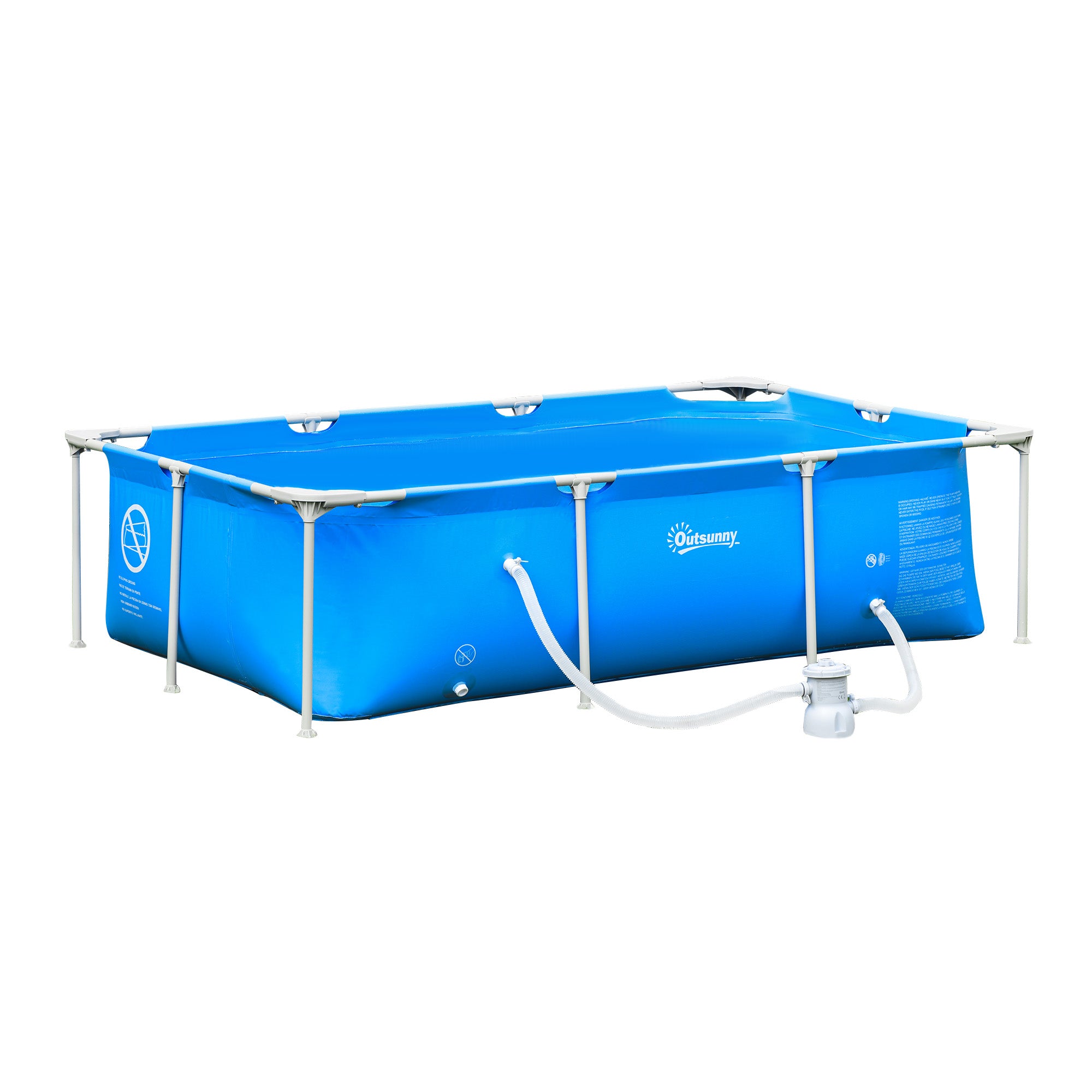 Steel Frame Pool with Filter Pump and Filter Cartridge Rust Resistant Above Ground Pool with Reinforced Sidewalls, 252 x 152 x 65cm, Blue