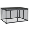 Set of 3 Retractable Pergola Gazebo with Nettings for Outdoor Shade - Dark Grey