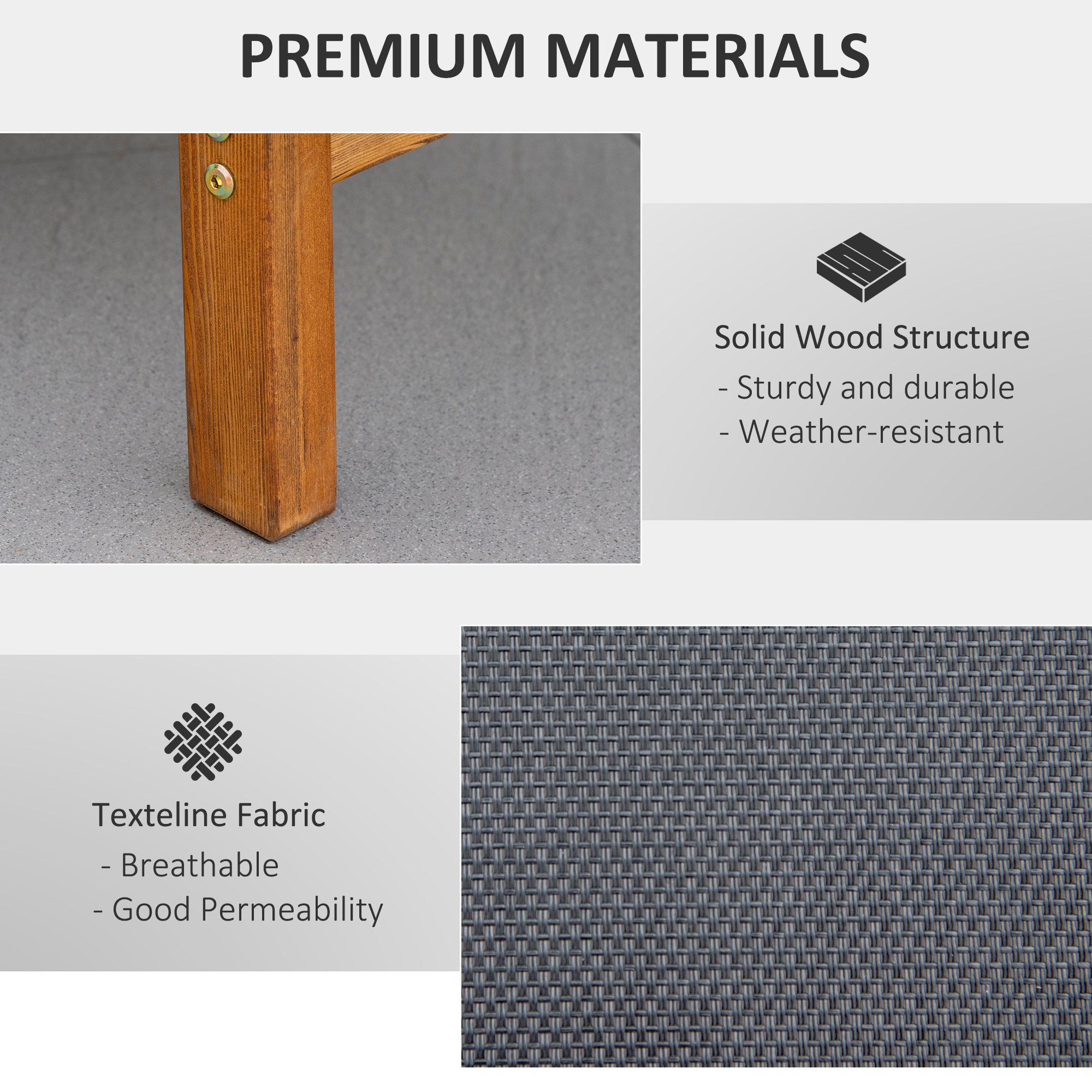 Ergonomic Wooden Patio Lounge Chair with Adjustable Back and Removable Pillow Black