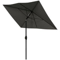 2x3 Metre Rectangular Garden Parasol with Crank Tilt Aluminium Pole - Dark Grey