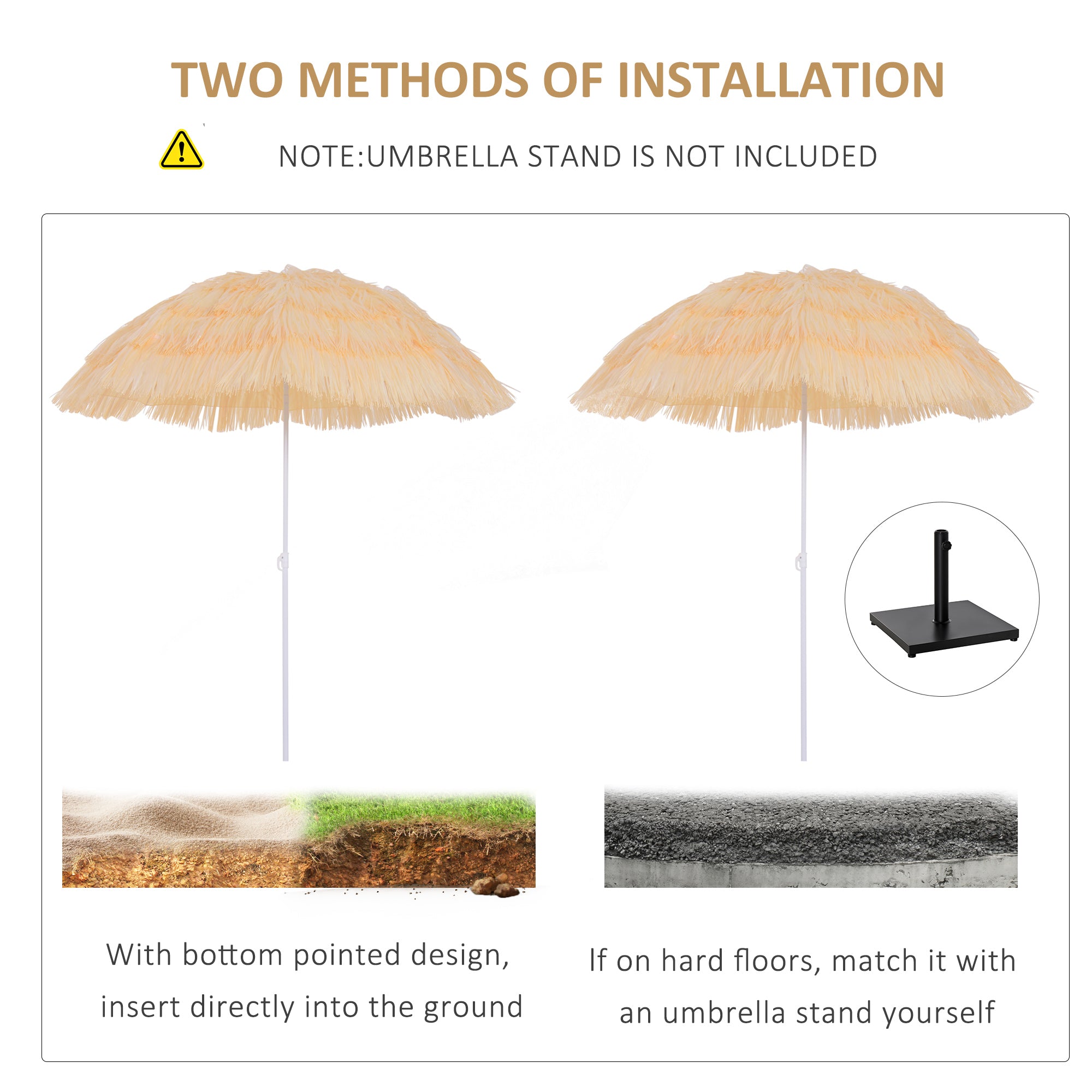 Patio Garden Hawaii Beach Sun Umbrella Sunshade Hawaiian Folding Tilting Crank Parasol (Wheat)