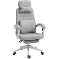 Home Office Recliner Chair with Manual Footrest, Adjustable Swivel Seat, 2 Pillows, Ergonomic Armrest - Grey