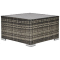 Rattan Coffee Table with Tempered Glass Top 65cm Square - Deep Grey
