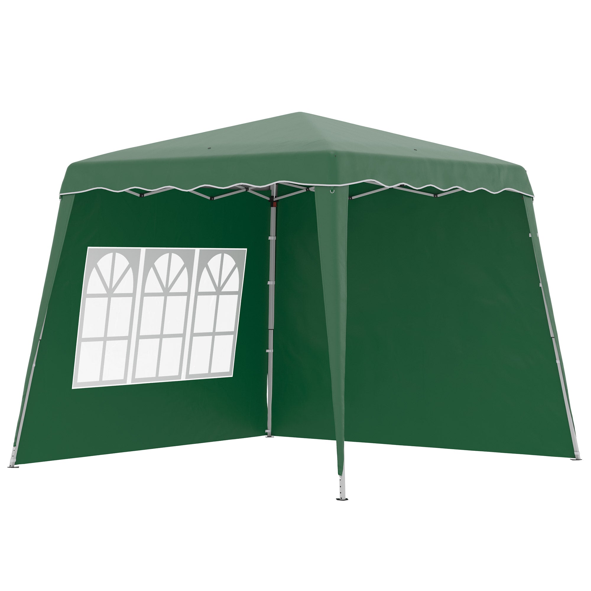 Pop Up Gazebo with 2 Sides, Slant Legs and Carry Bag, Height Adjustable UV50+ Party Tent Event Shelter for Garden, Patio, Green